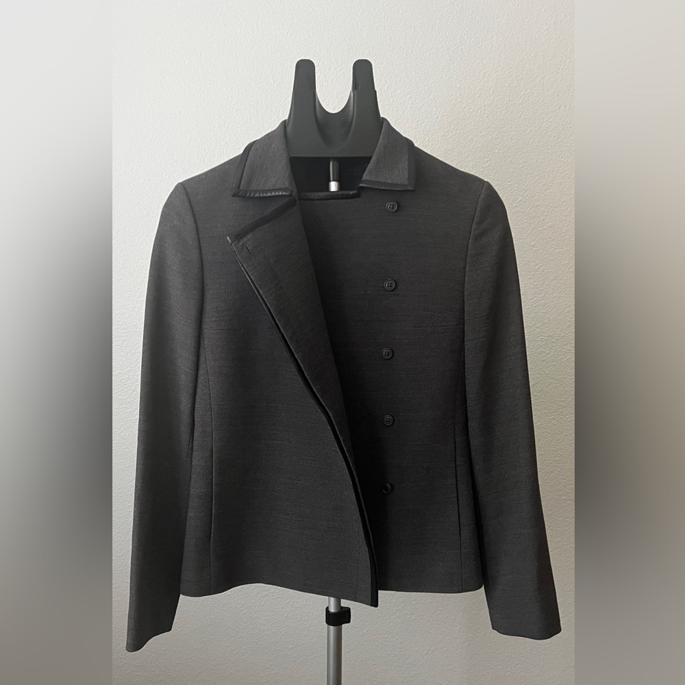 Gay Giano Cropped Jacket Minimalist Structured Blazer Coated Trim Size 42 EU
